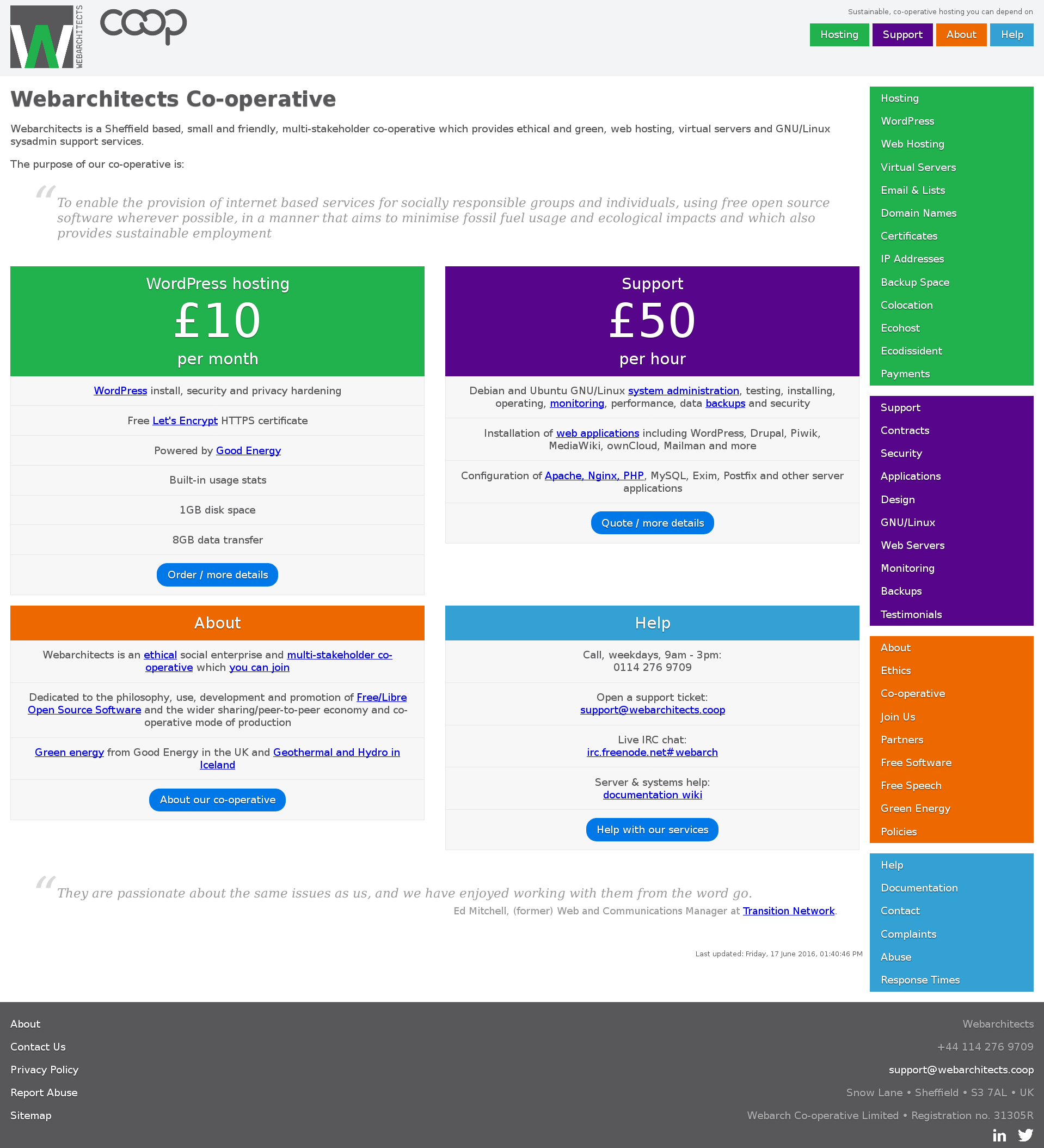Screenshot of www.webarchitects.co.uk from 2016